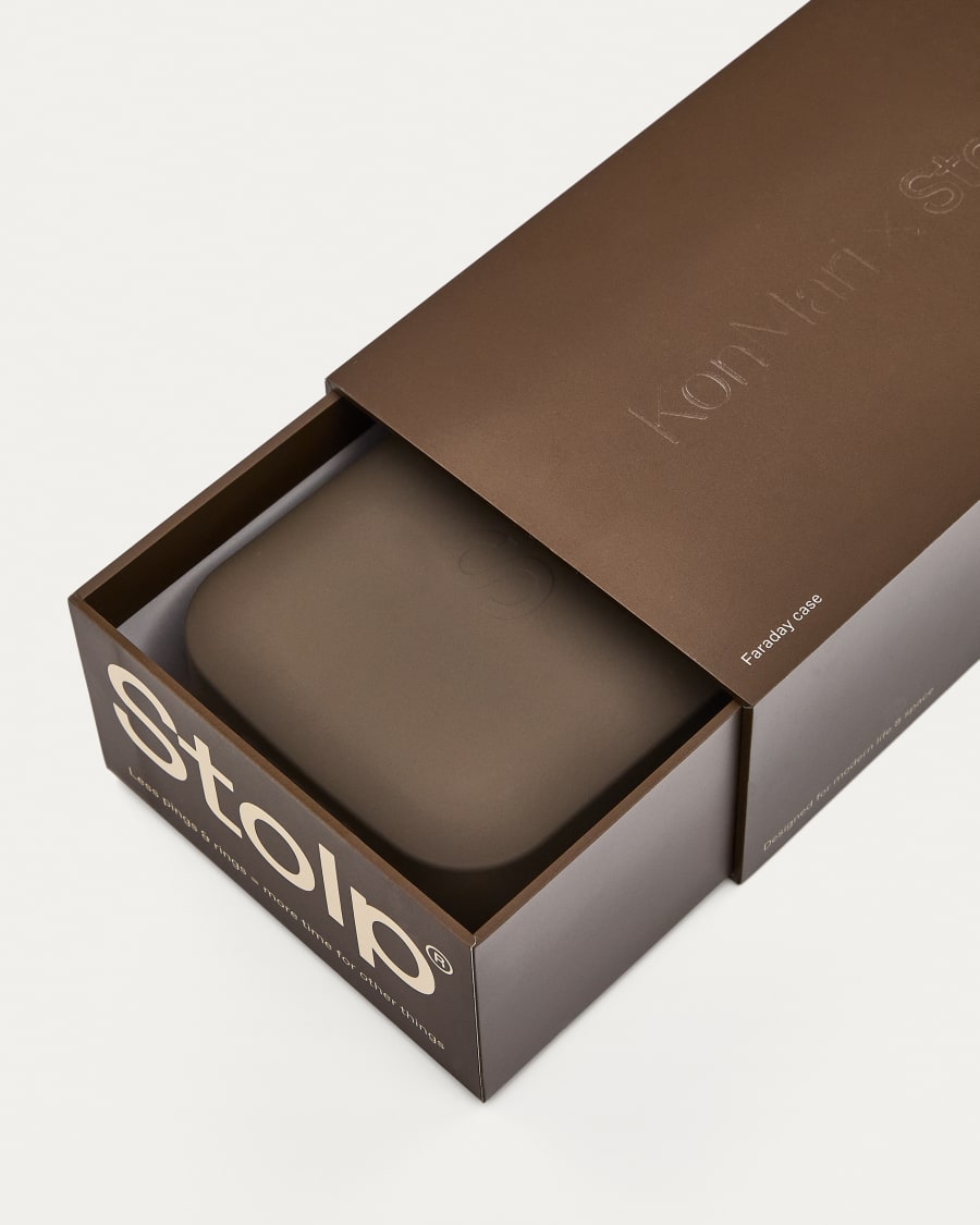 Faraday box for mobile phones in collaboration with Stolp® x KonMari, brown