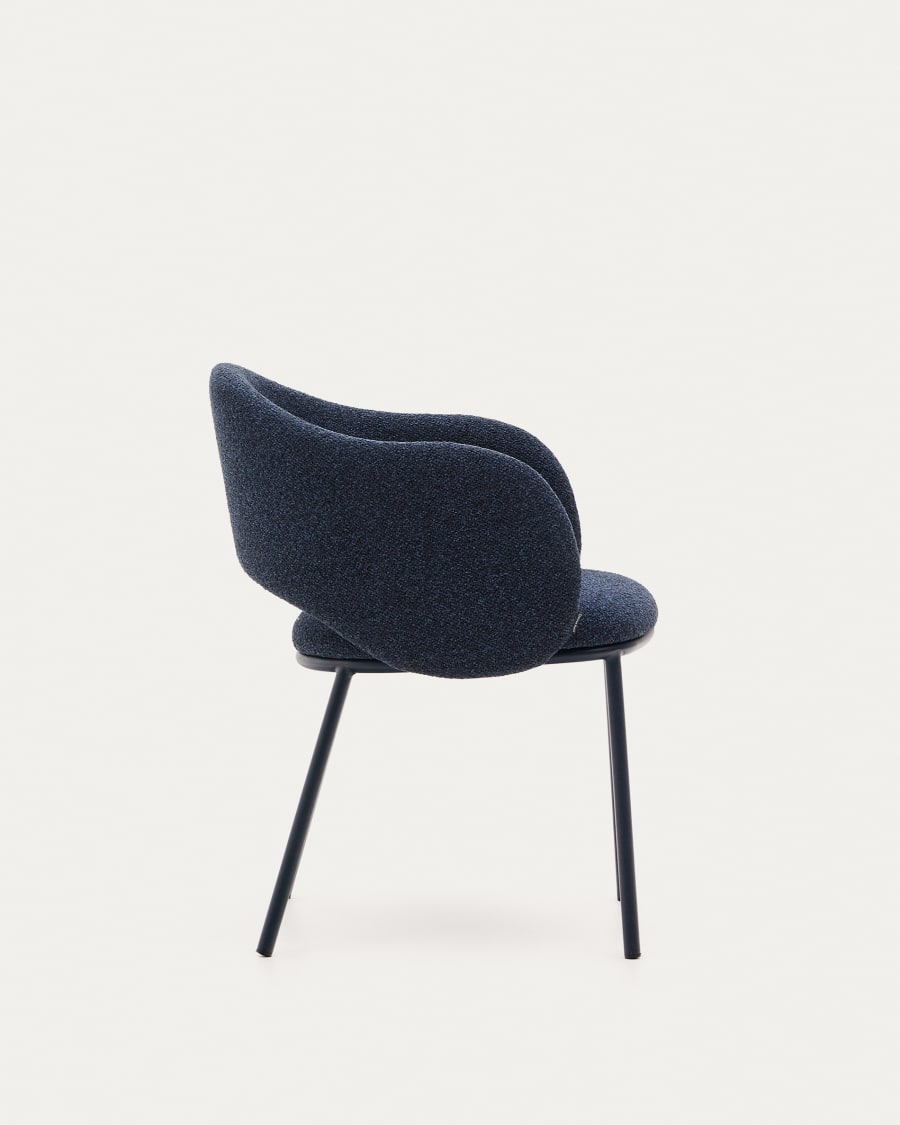 Maina chair in thick blue chenille and steel legs with blue finish FSC Mix Credit