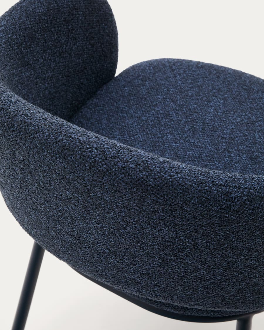Maina chair in thick blue chenille and steel legs with blue finish FSC Mix Credit