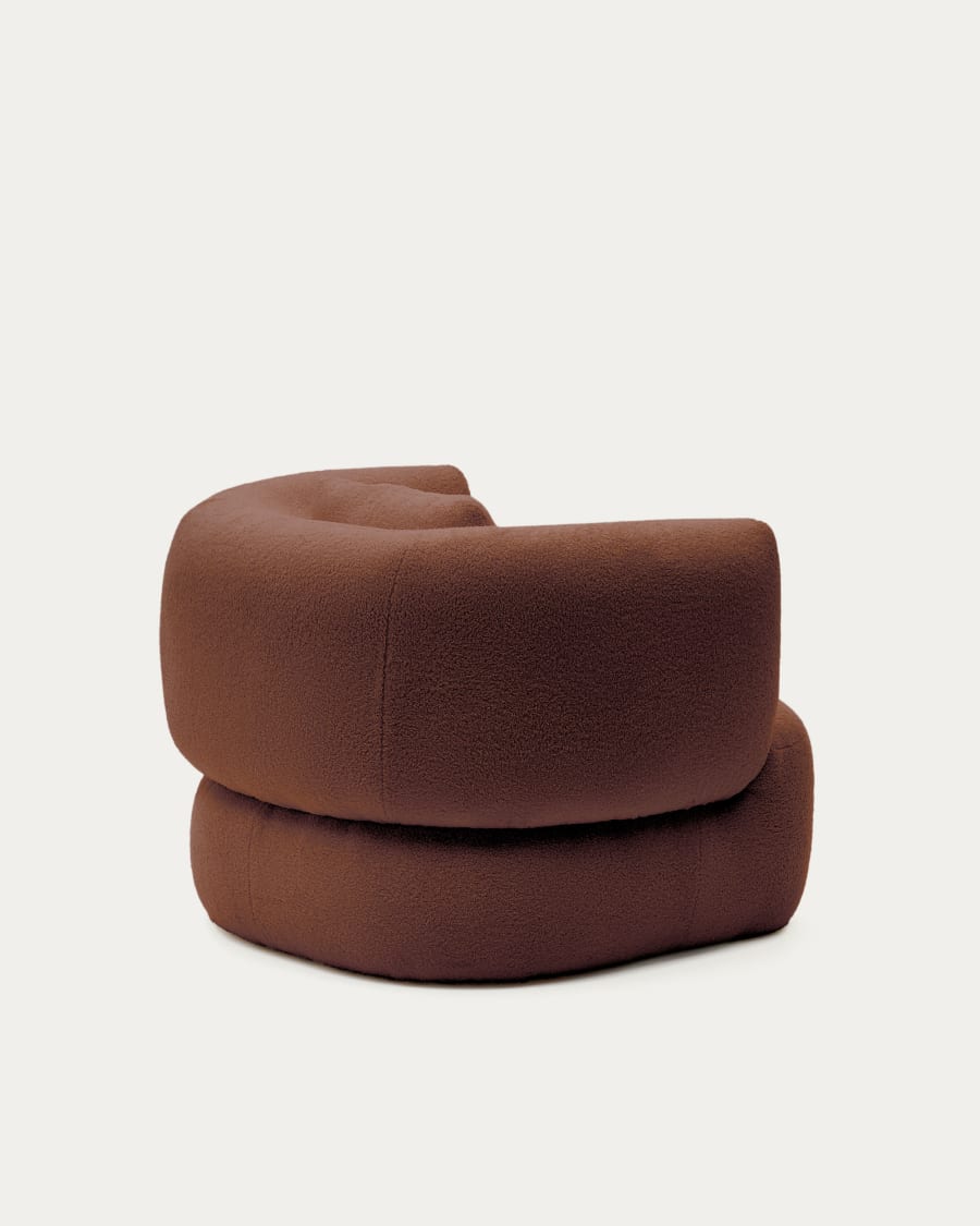 Martina armchair in terracotta bouclé with cushion