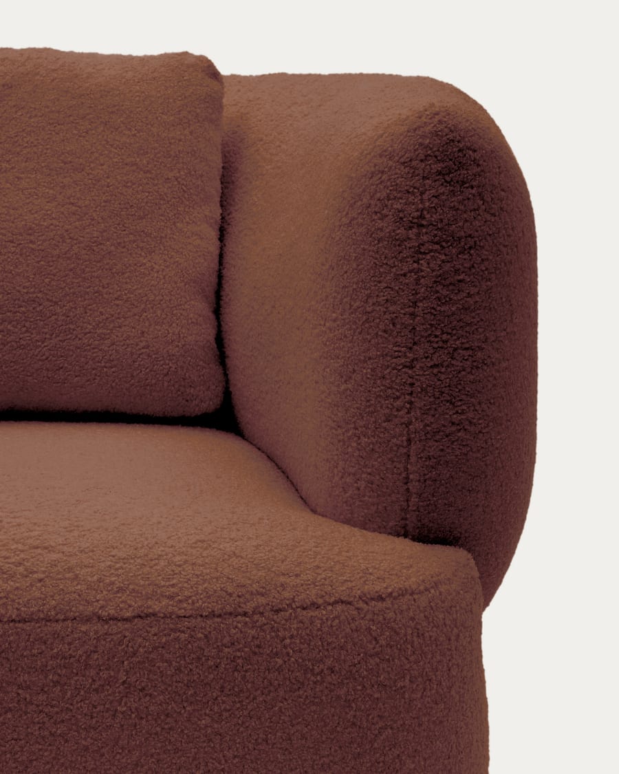 Martina armchair in terracotta bouclé with cushion
