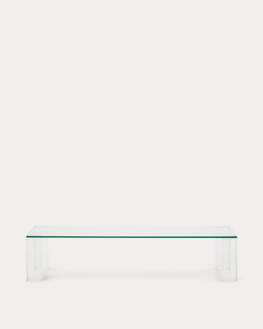 Adularia transparent, tempered-glass coffee table, 140 x 60 cm