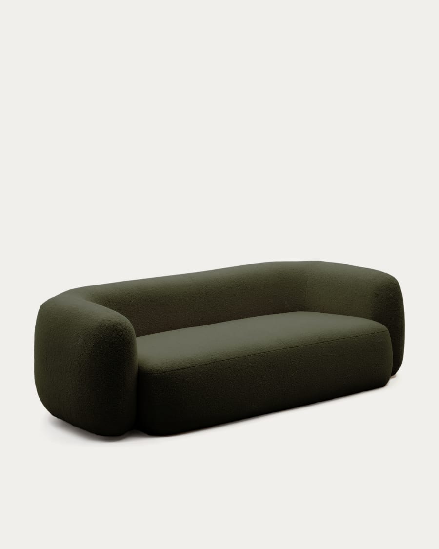 Martina 3-seater sofa in dark green bouclé 246 cm