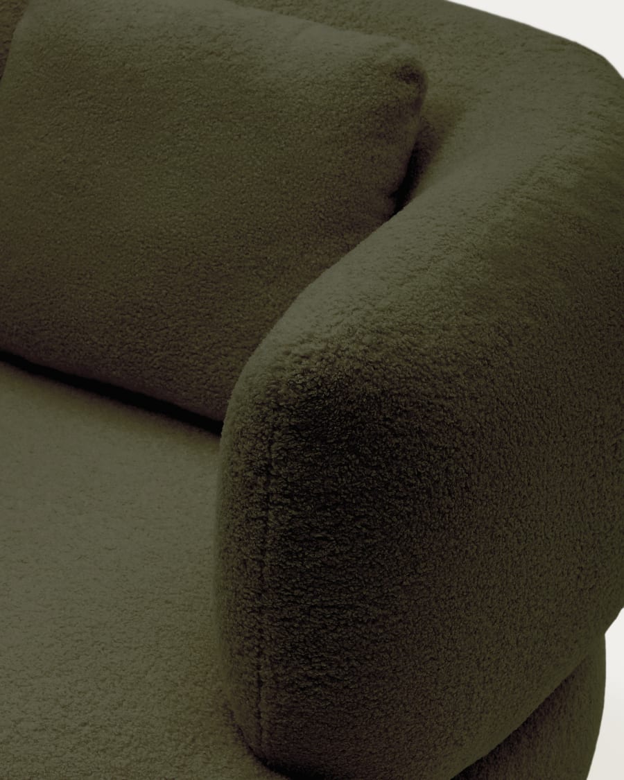 Martina armchair in dark green bouclé with cushion