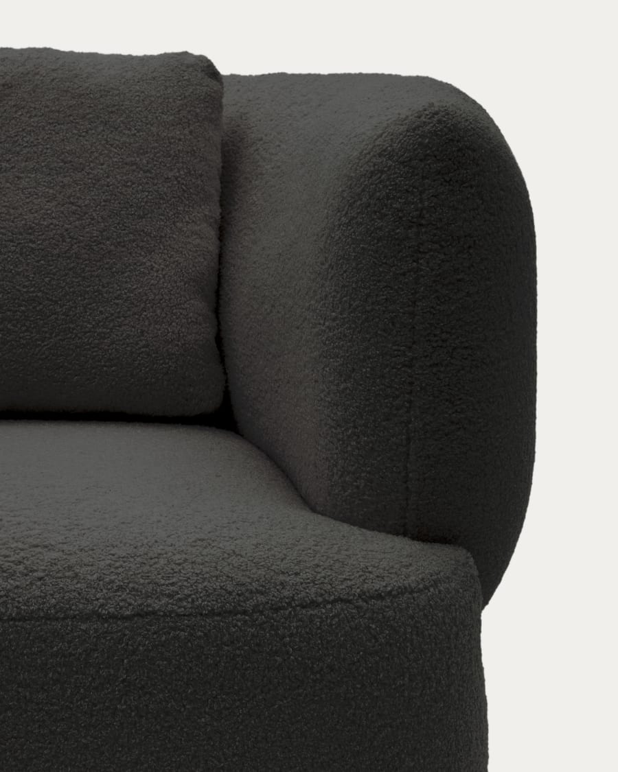Martina armchair in black bouclé with cushion