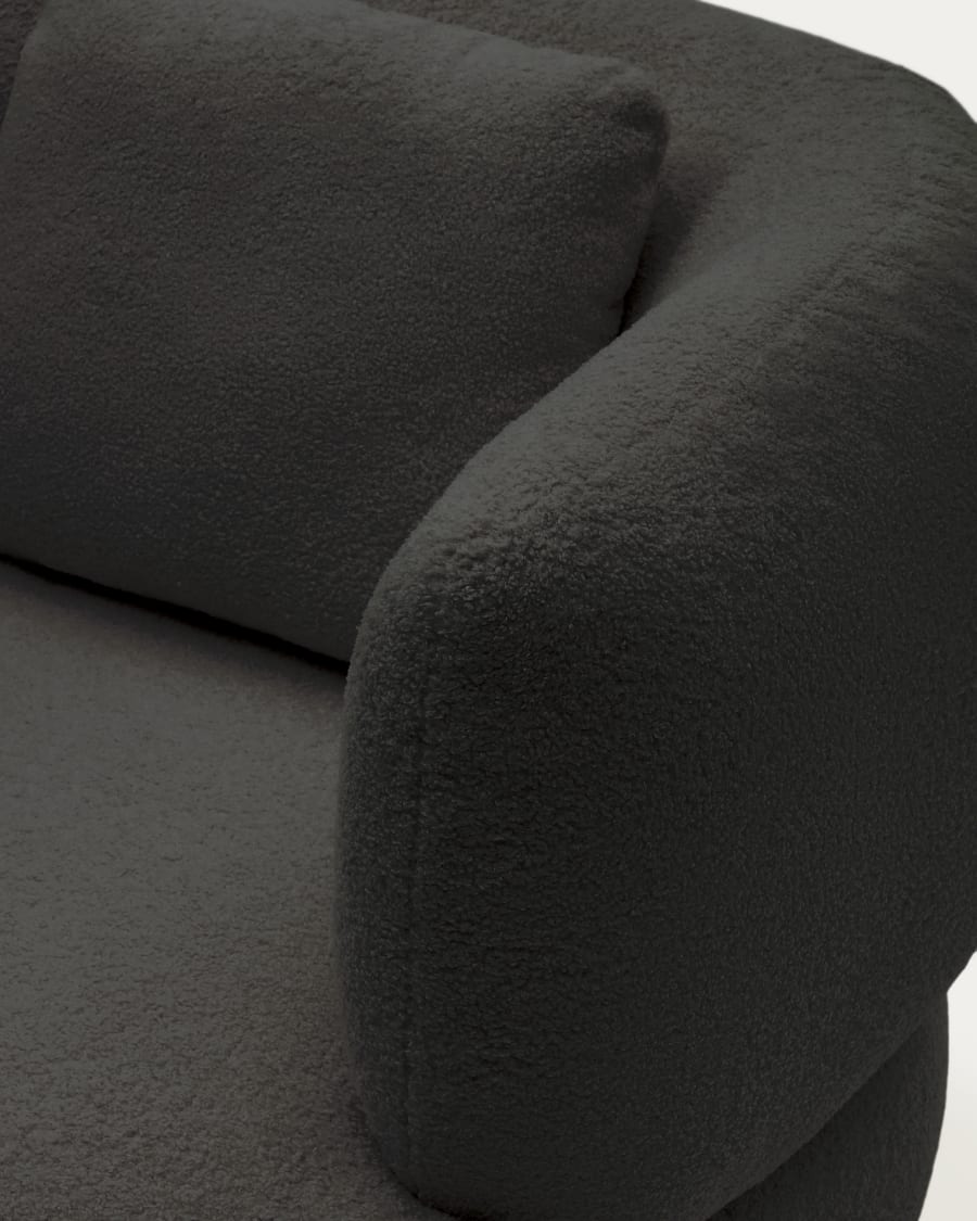Martina armchair in black bouclé with cushion