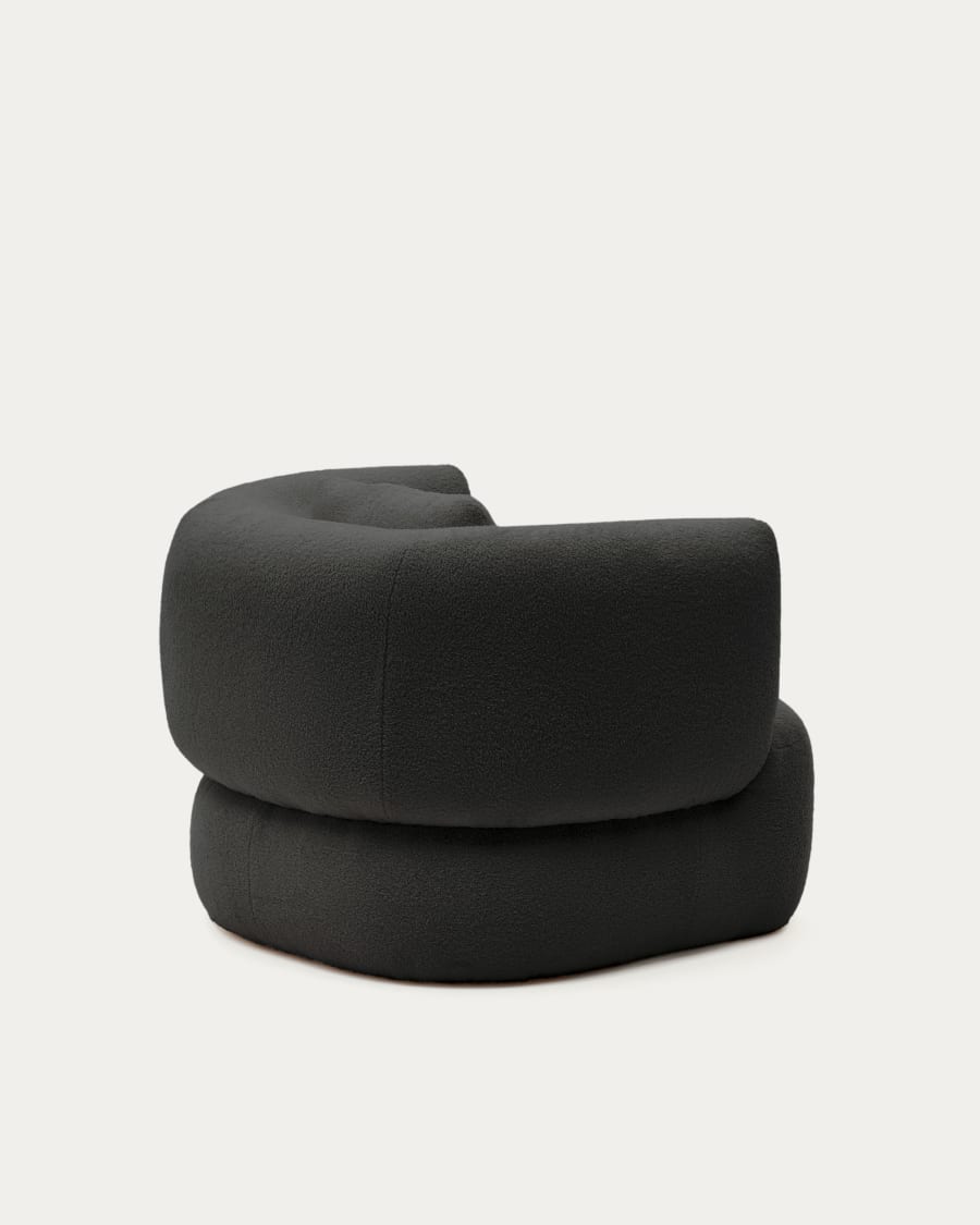 Martina armchair in black bouclé with cushion