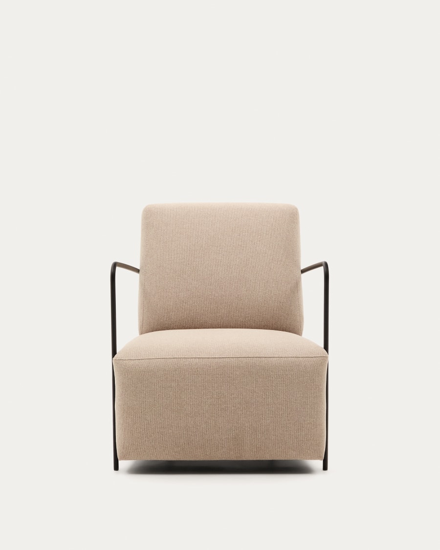 Gamer beige armchair with metal in a matte black painted finish