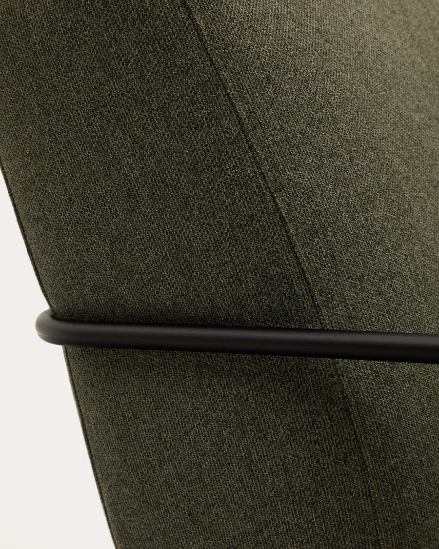 Gamer green armchair with metal in a black matte painted finish