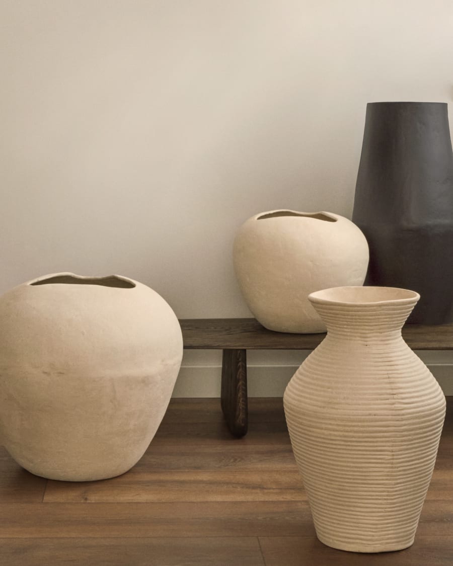 Mimum, white papier mâché vase, 49 cm