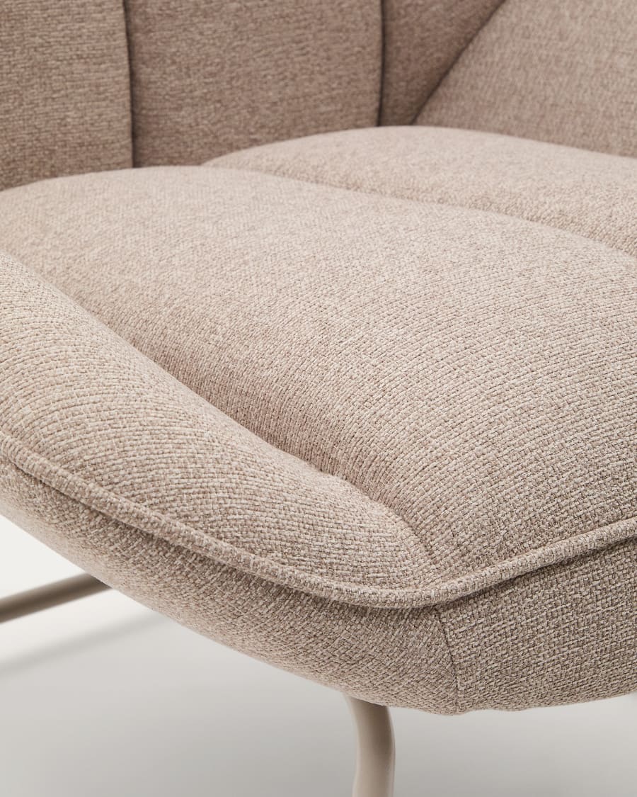 Marlina  rocking chair in beige chenille fabric and a metal structure in a grey matte paint finish