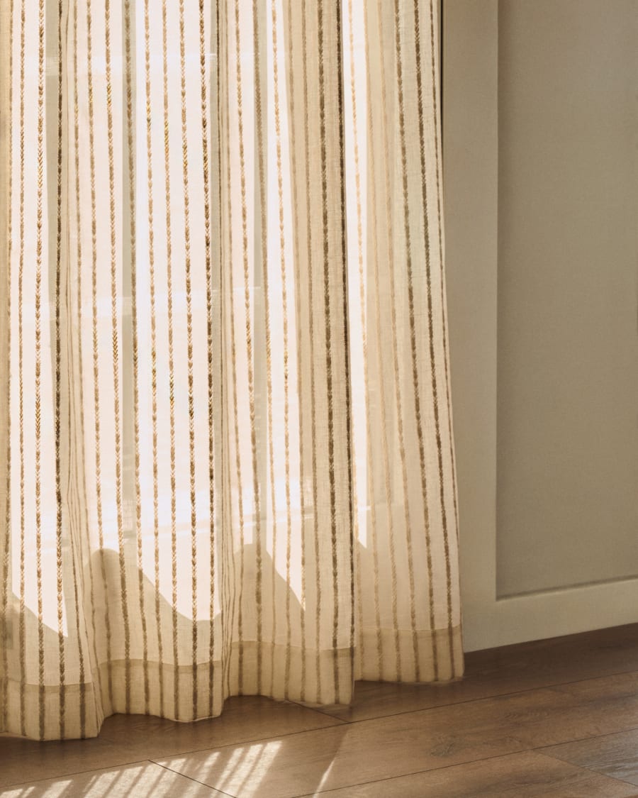 Vorhang Arami Stickereidetail aus geflochtener Jute 140 x 270 cm
