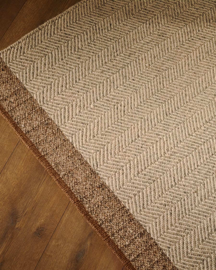 Nifelia beige wool jacquard rug, 200 x 300 cm