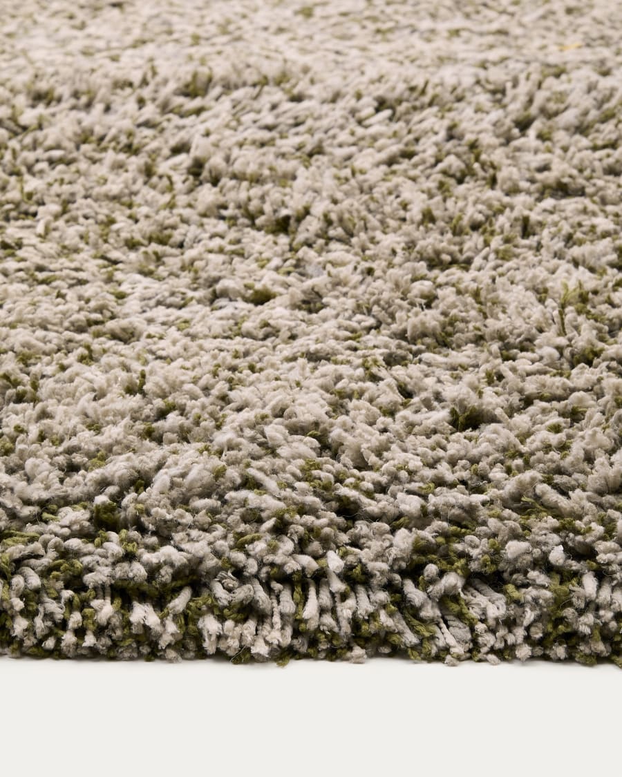Gride rug with a furry, multi-coloured green effect, 200 x 300 cm