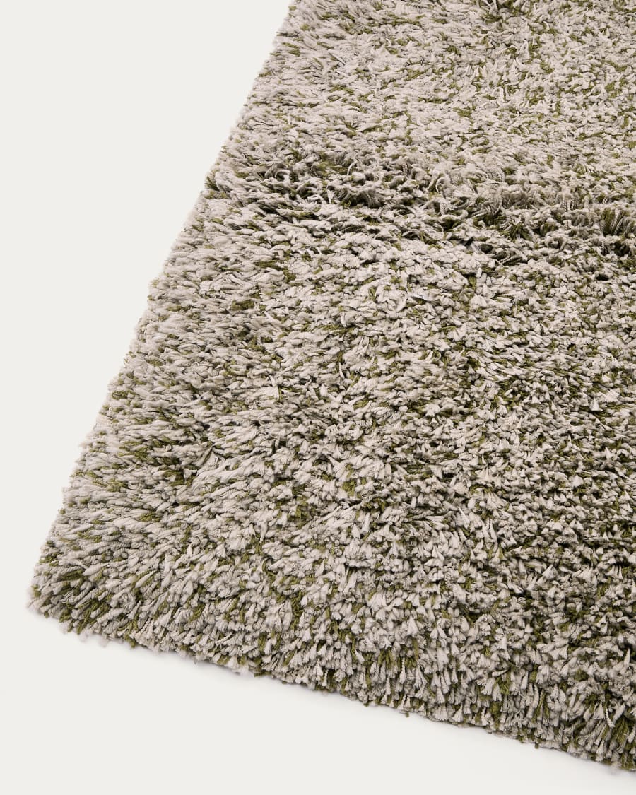 Gride rug with a furry, multi-coloured green effect, 200 x 300 cm