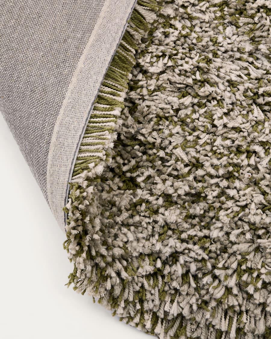 Gride rug with a furry, multi-coloured green effect, 200 x 300 cm