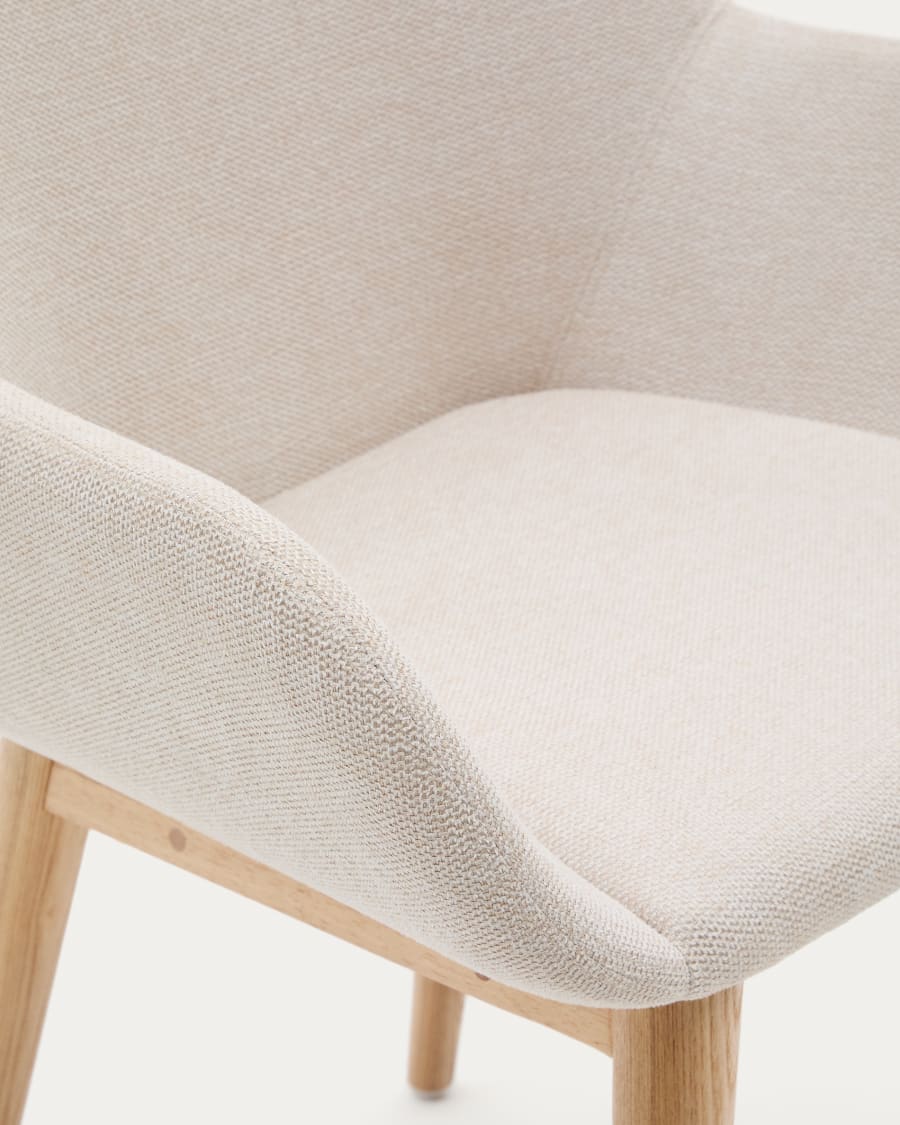 Konna chair in beige with solid ash wood legs in a natural finish