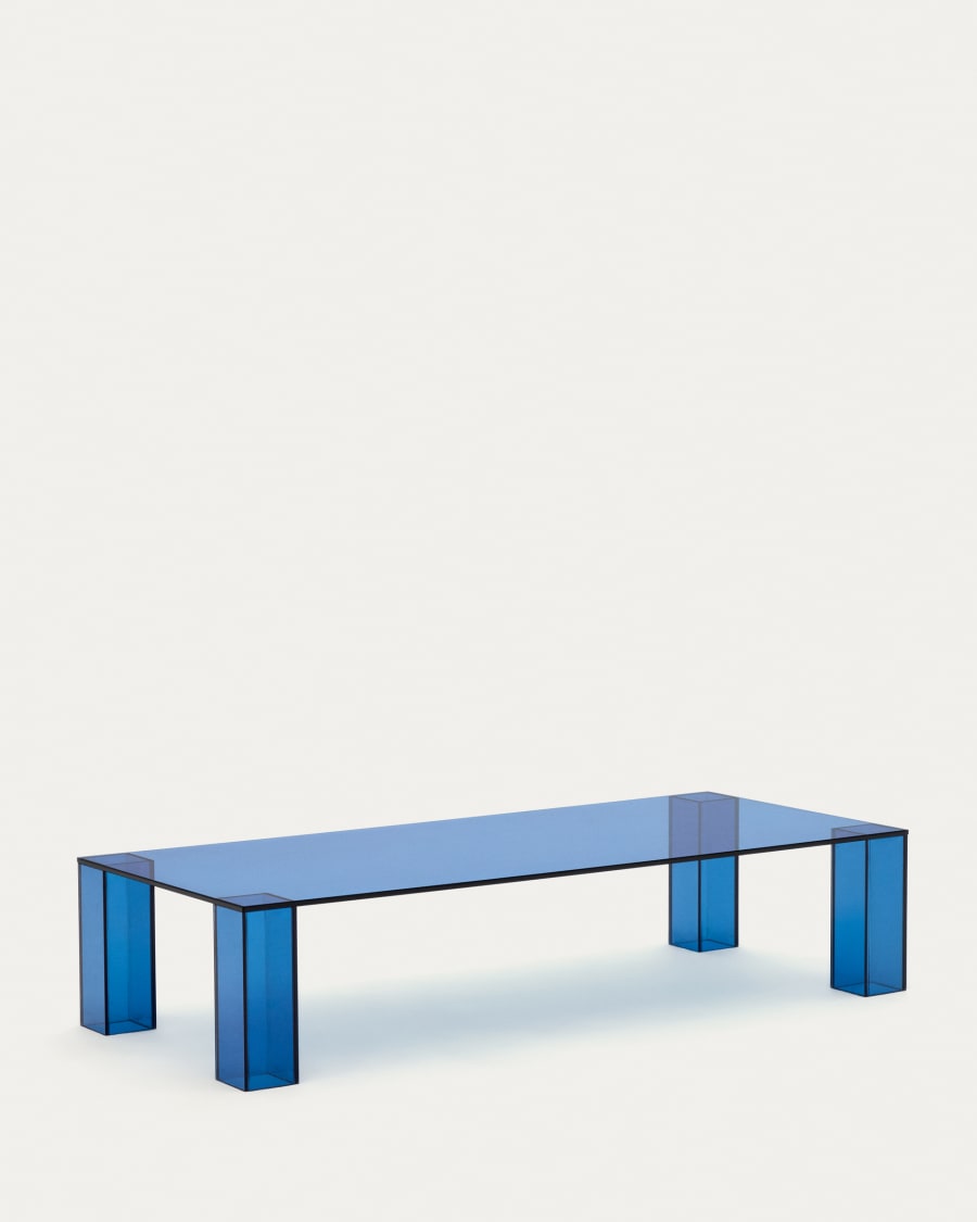 Adularia blue, tempered-glass coffee table, 140 x 60 cm