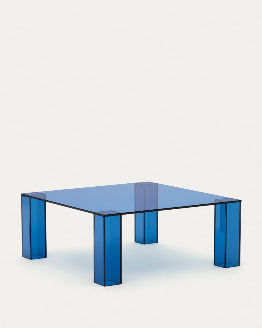 Adularia blue, tempered-glass side table, 85 x 85 cm