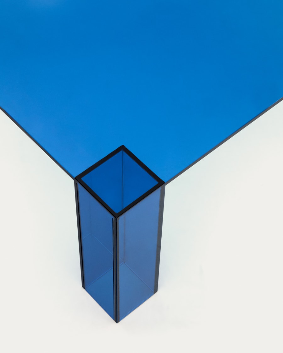Adularia blue, tempered-glass side table, 85 x 85 cm