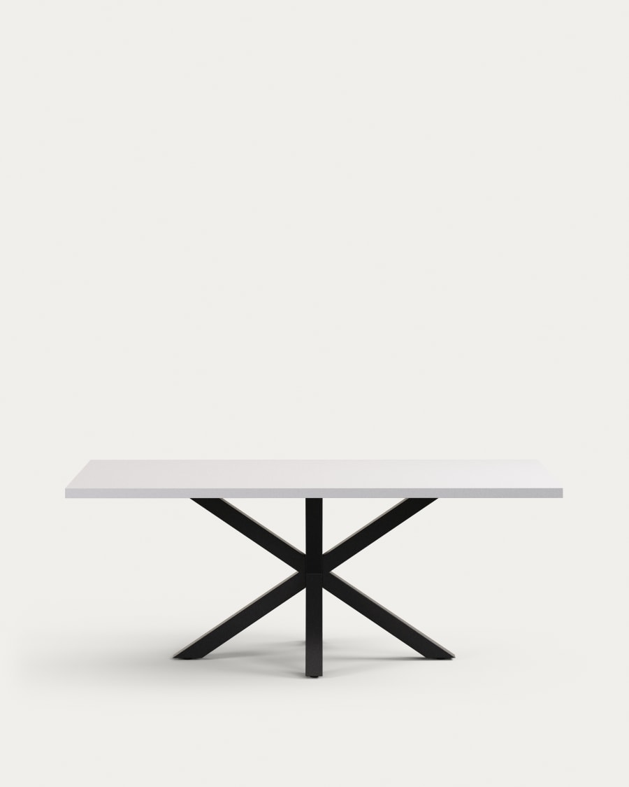 Argo table in melamine with white finish and steel legs with black finish 200 x 100 cm