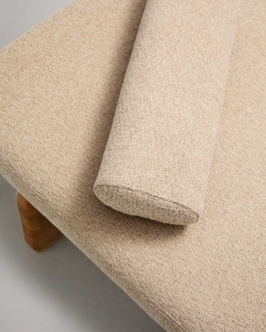 Topaz divan in beige chenille with solid ash wood in a natural finish, 200 cm FSC 100%