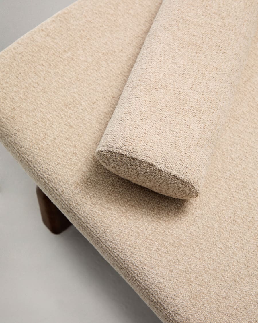 Topaz divan in beige chenille with solid ash wood in a walnut finish, 200 cm FSC 100%