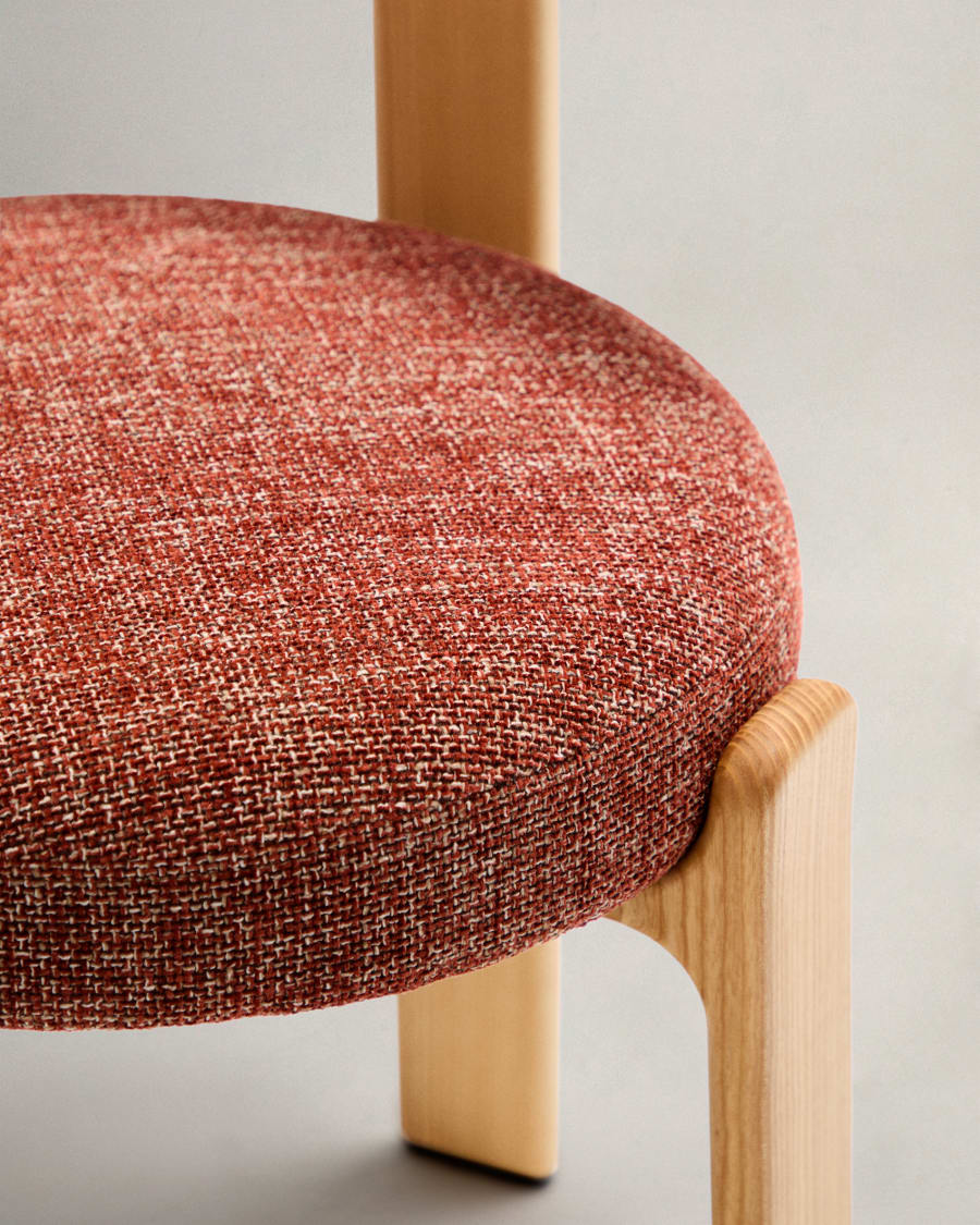 Granite chair  terracotta-coloured chenille and solid ash wood in a natural finish FSC 100%