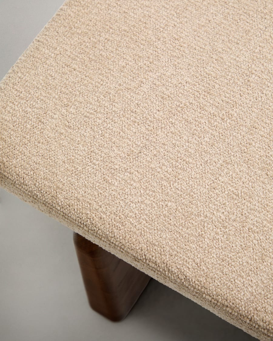 Topaz divan in beige chenille with solid ash wood in a walnut finish, 200 cm FSC 100%