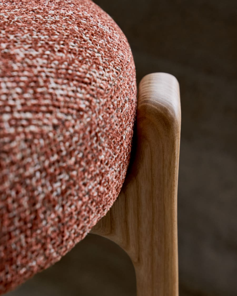 Granite chair  terracotta-coloured chenille and solid ash wood in a natural finish FSC 100%