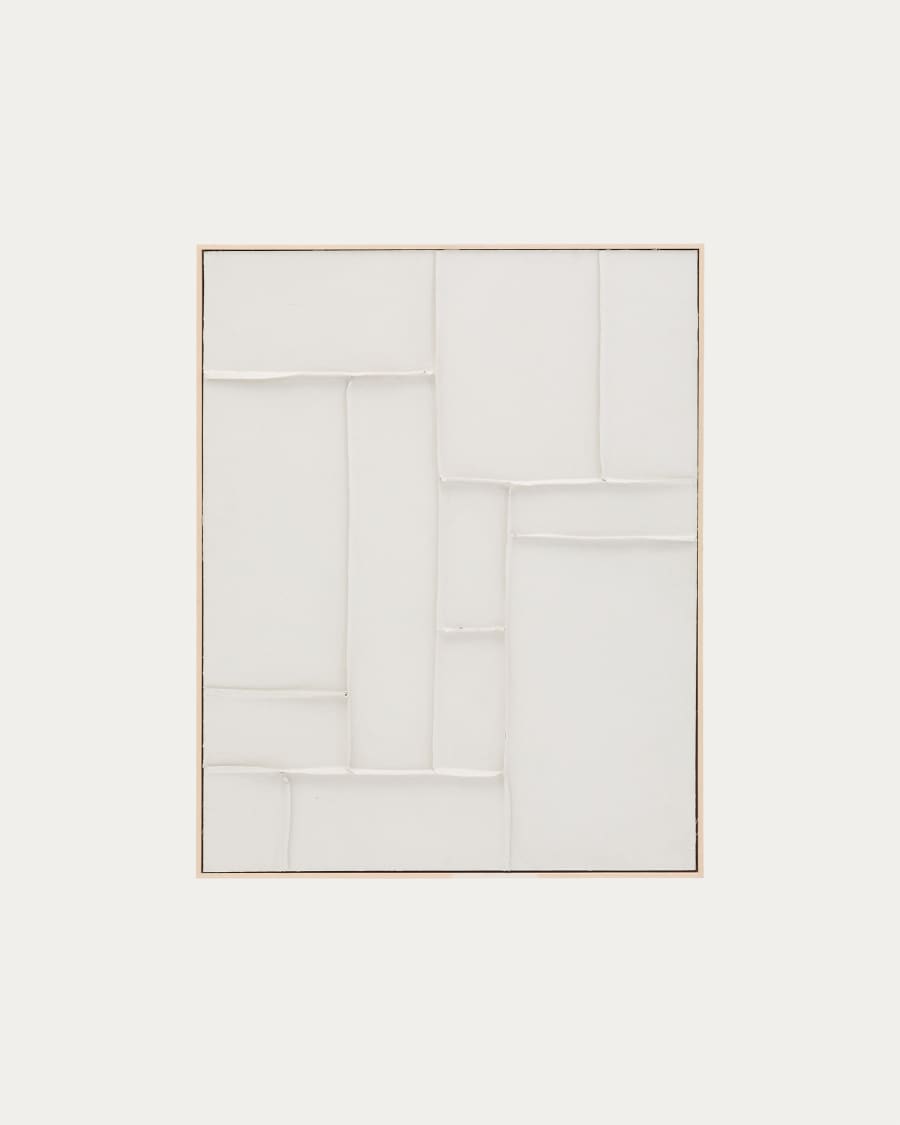 Klis white linen picture with geometric shapes, 80 x 100 cm