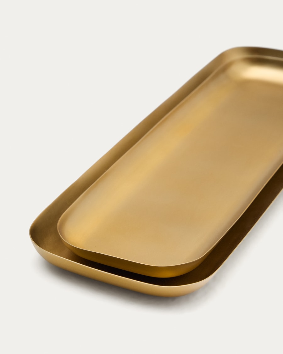Aruc set of 2 trays made of gold-coloured stainless steel