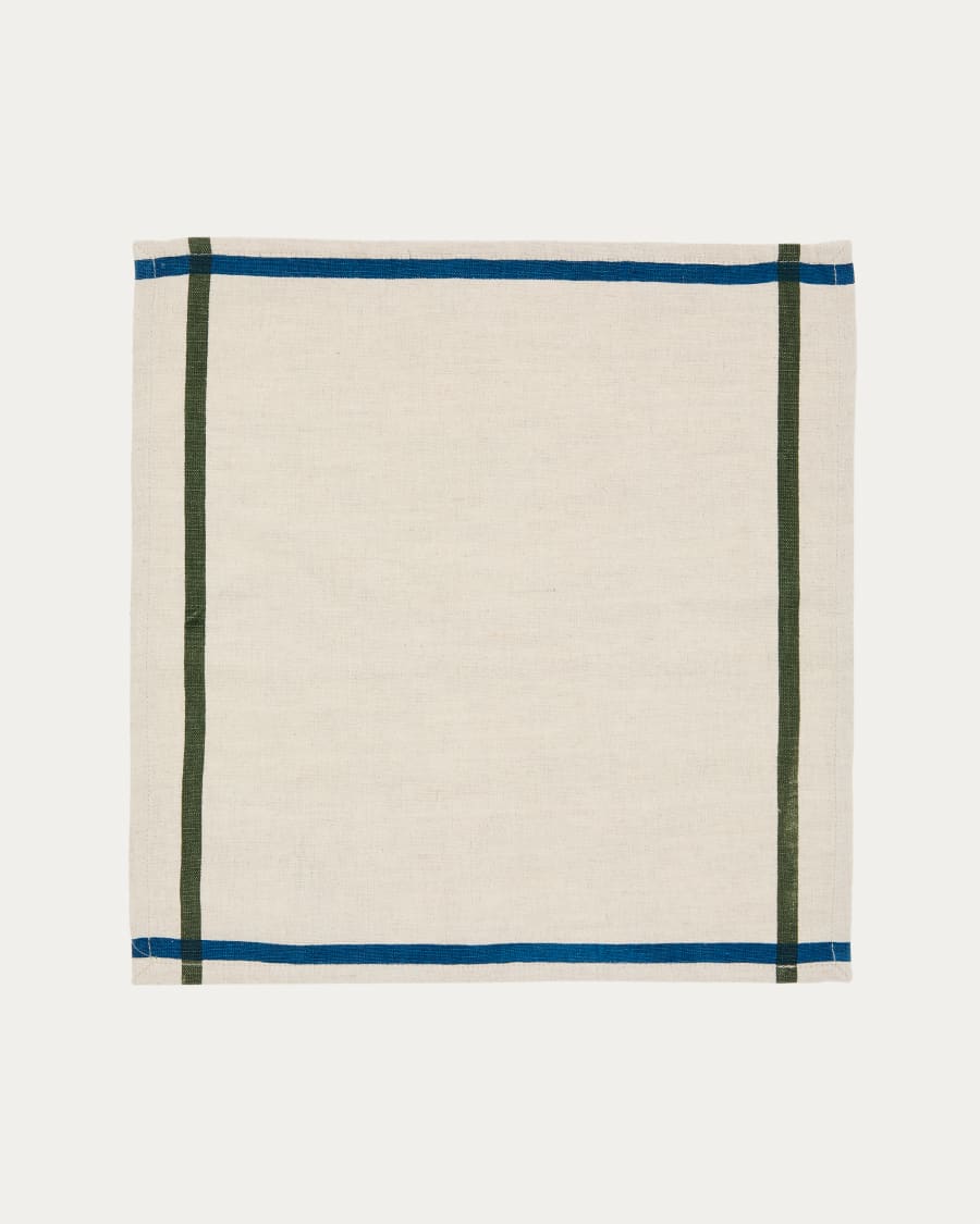 Delma set of table mat and linen and cotton napkin with blue detail