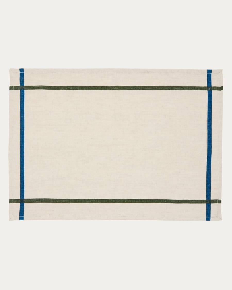 Delma set of table mat and linen and cotton napkin with blue detail
