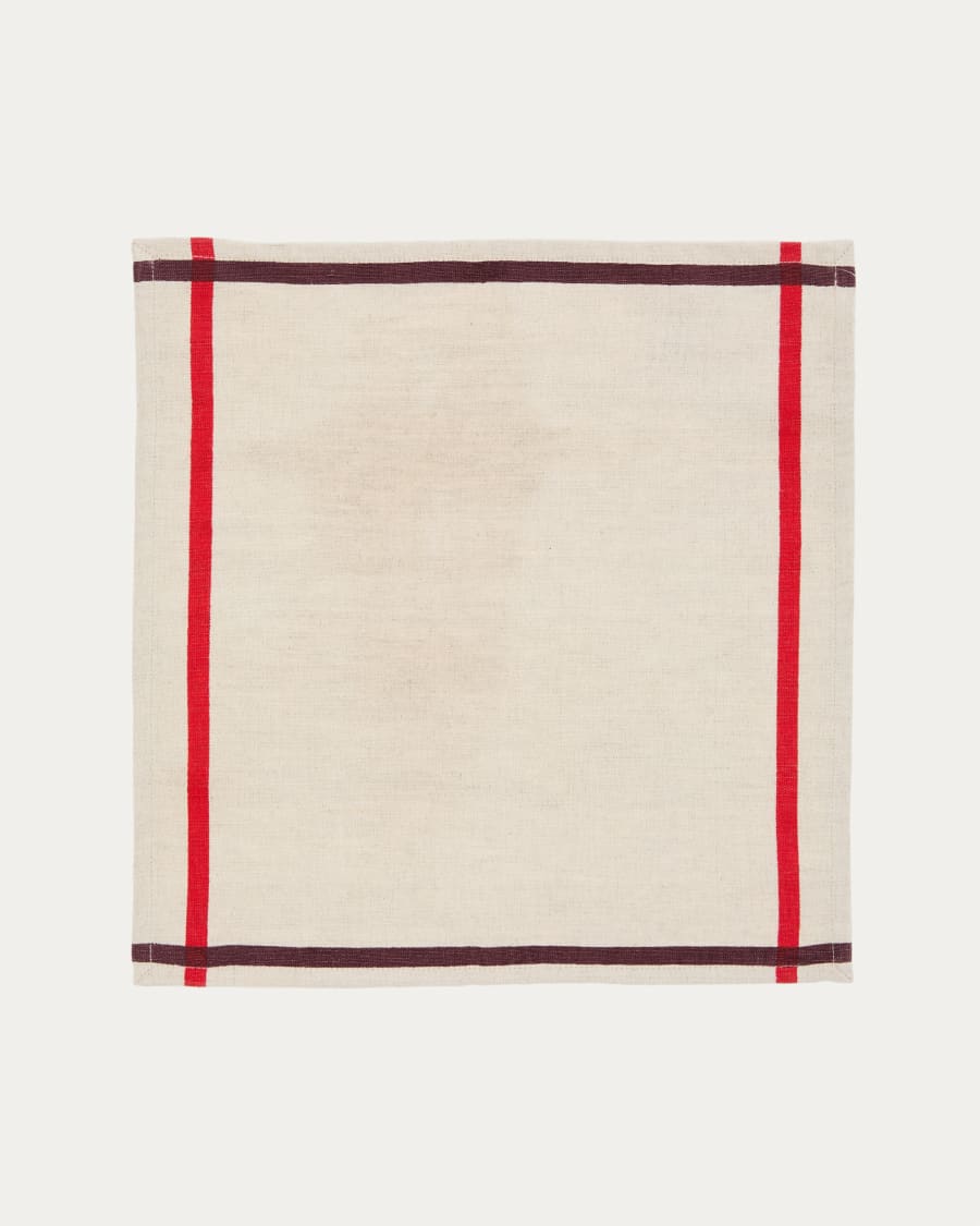 Delma set of table mat and linen and cotton napkin with red detail