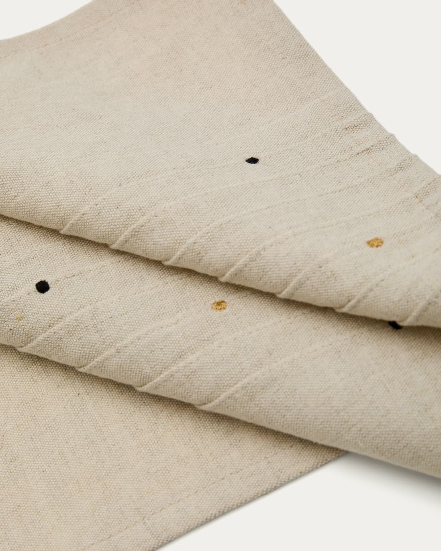 Erie set of two beige linen and cotton napkins with embroidered details