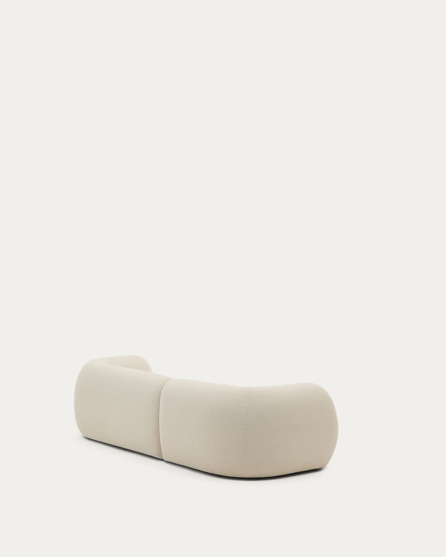 Modular 3-seater sofa Martina in ecru chenille with right-hand chaise longue 287 cm