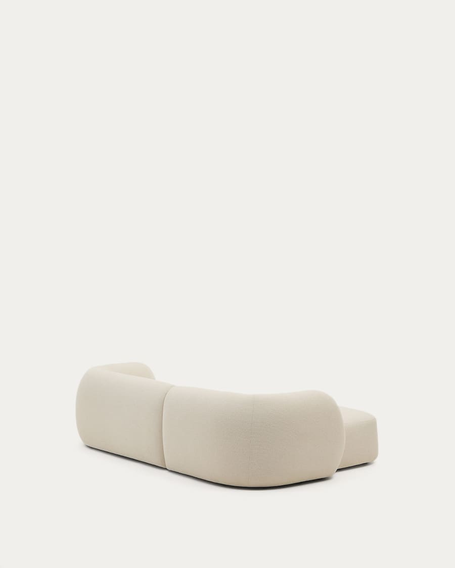 Modular 3-seater sofa Martina in ecru chenille with left-hand chaise longue 287 cm