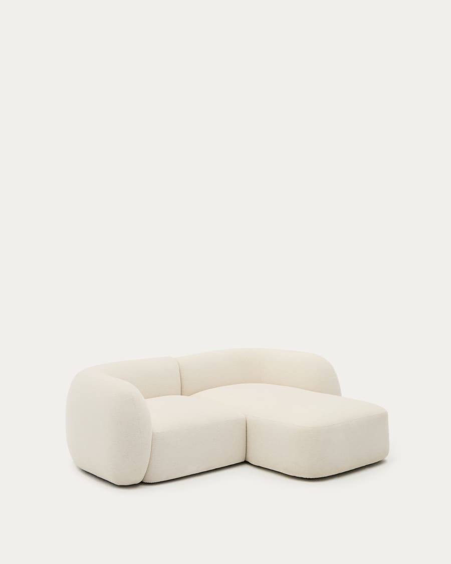 Modular 2-seater sofa Martina in ecru chenille with right chaise longue 230 cm
