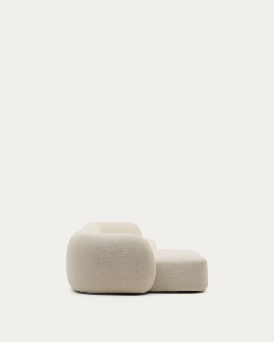 Modular 4-seater sofa Martina in ecru chenille with left chaise longue 377 cm