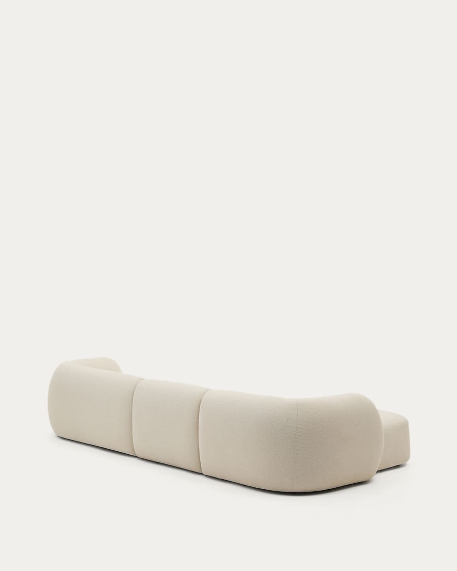 Modular 4-seater sofa Martina in ecru chenille with left chaise longue 377 cm