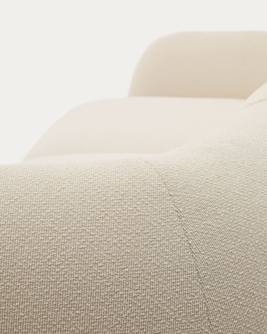 Modular 3-seater sofa Martina in ecru chenille with right-hand chaise longue 287 cm