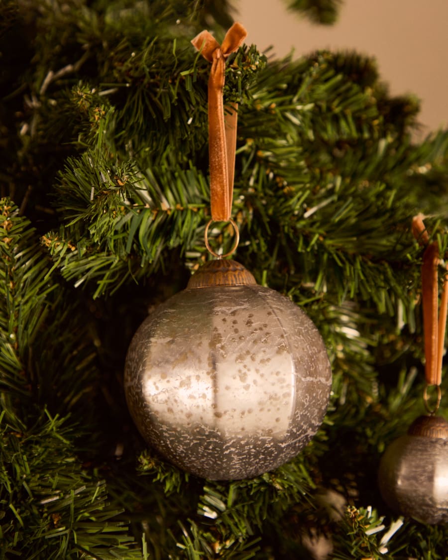 Zestaw 2 bombek świątecznych Blama ze szkła z recyklingu w kolorze srebrnym Ø 10 cm