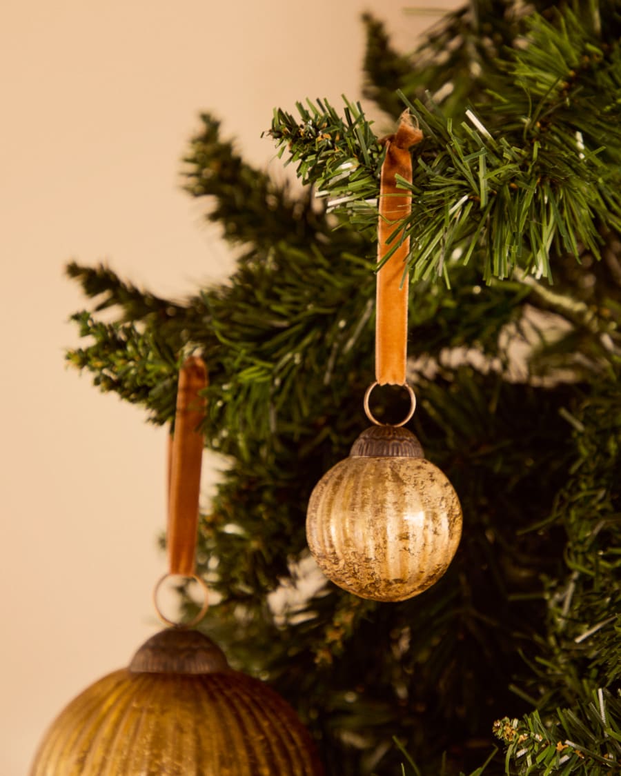 Set di 4 palline di Natale Elur in vetro riciclato dorato Ø 6 cm