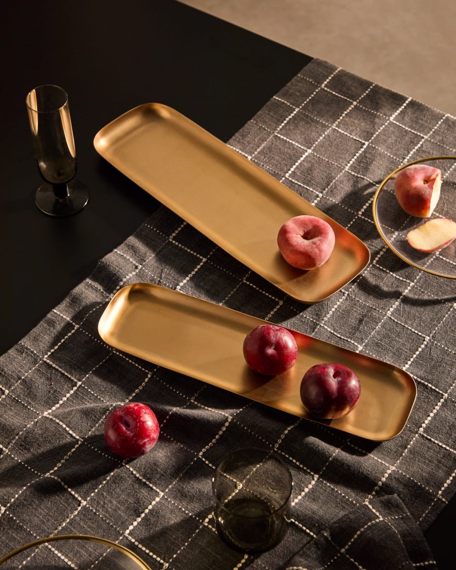 Aruc set of 2 trays made of gold-coloured stainless steel
