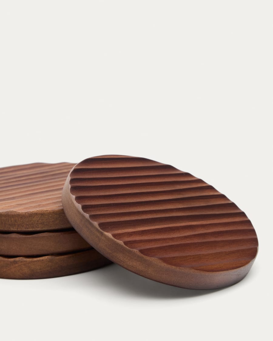 Rommu set of 4 coasters made of acacia wood FSC 100%
