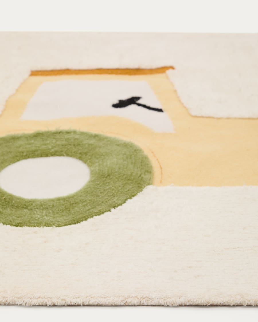 Pecky beige, 100% cotton rug with a tractor feature, 90 x 150 cm