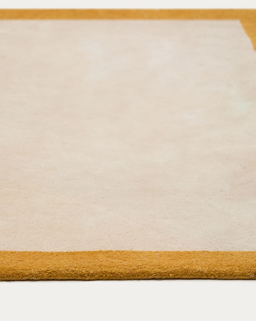 Teppich Nalim 100% Baumwolle beige und senffarben 90 x 150 cm