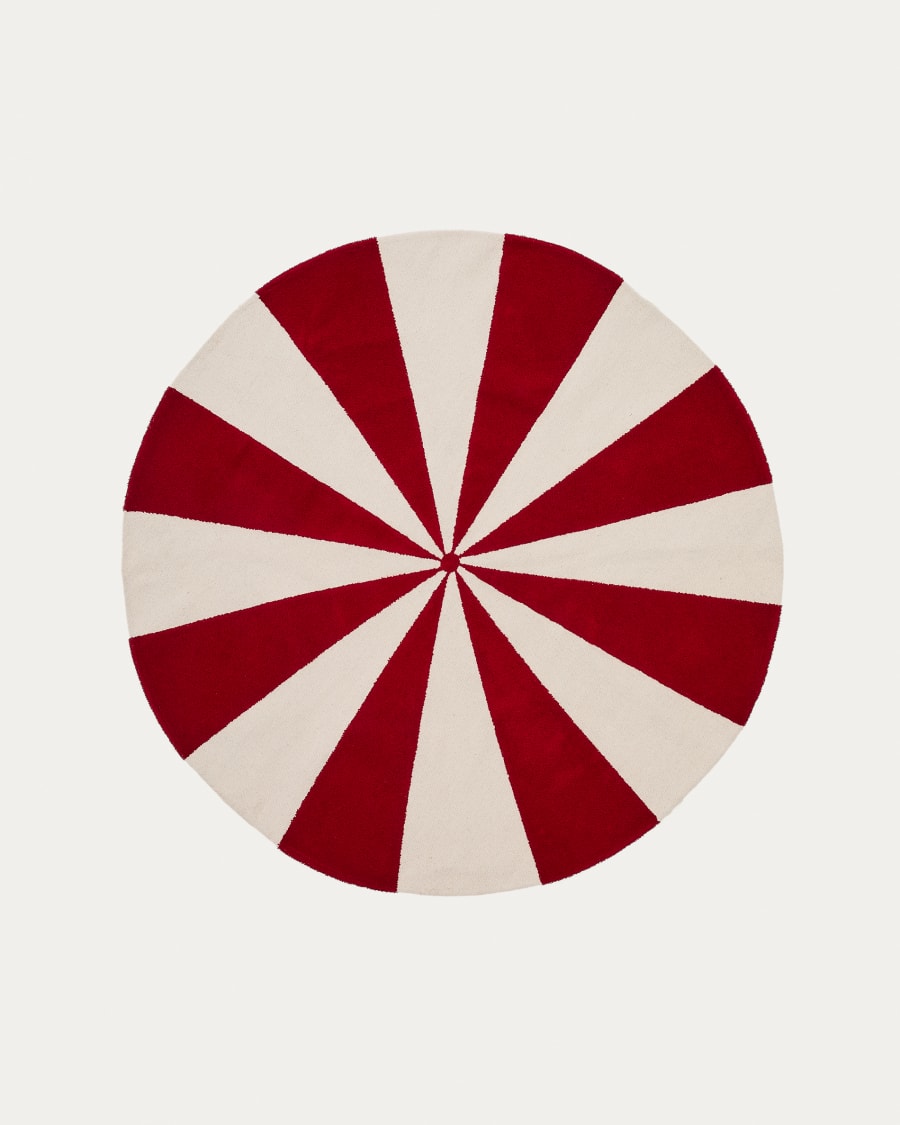 Teppich Wirla 100% Baumwolle beige und rot Ø 100 cm