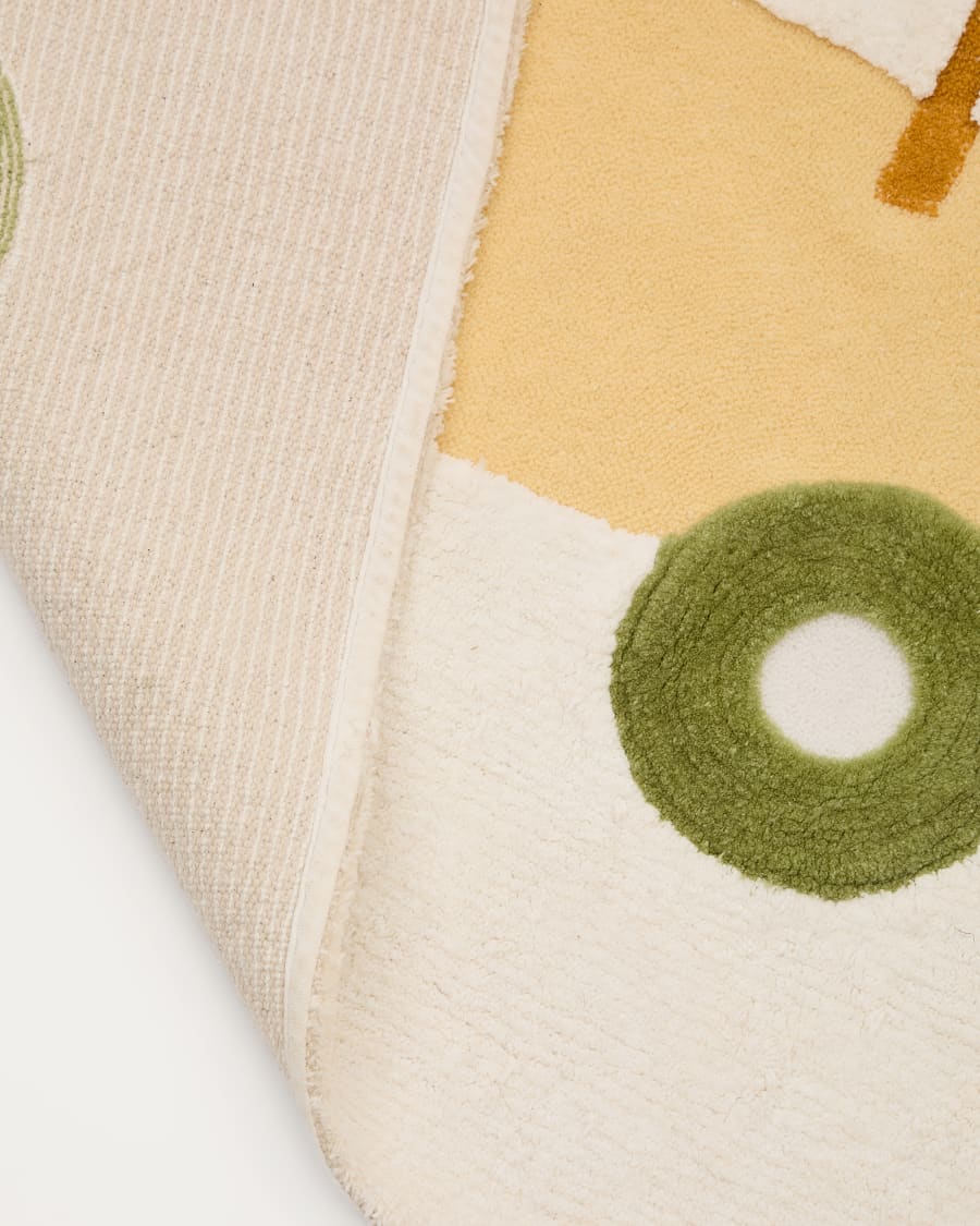 Pecky beige, 100% cotton rug with a tractor feature, 90 x 150 cm